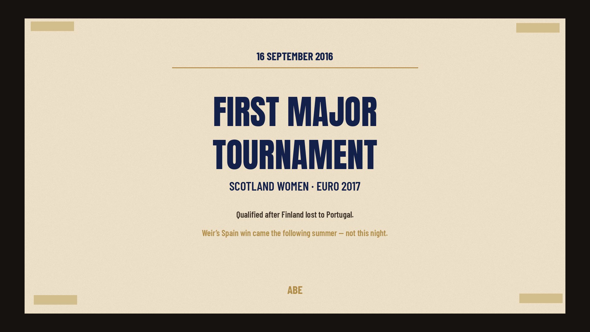 Scotland women first major — Finland lost to Portugal sealed qualification, 16 September 2016